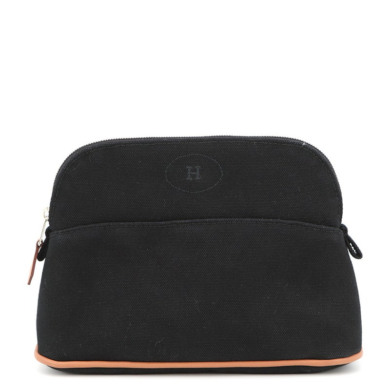 エルメス ポーチ ボリードポーチ PM ブラック/シルバー金具 コットン HERMES 小物入れ 黒