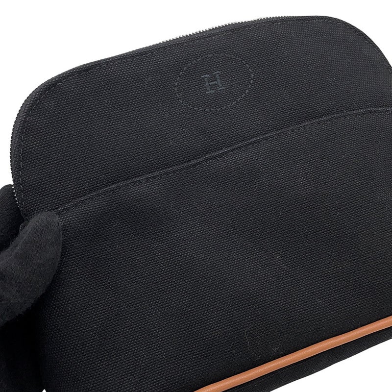 エルメス ポーチ ボリードポーチ PM ブラック/シルバー金具 コットン HERMES 小物入れ 黒