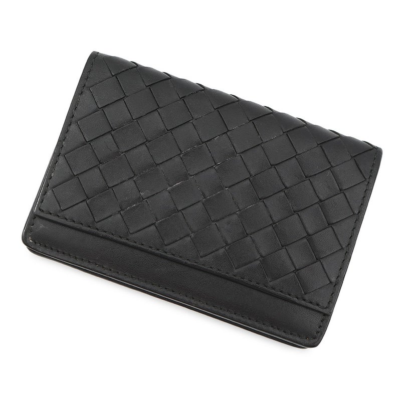 ボッテガヴェネタ カードケース イントレチャート レザー BOTTEGA VENETA 名刺入れ 黒