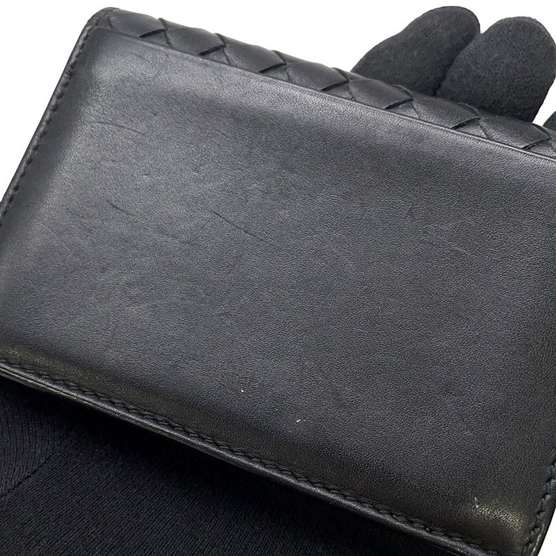 ボッテガヴェネタ カードケース イントレチャート レザー BOTTEGA VENETA 名刺入れ 黒