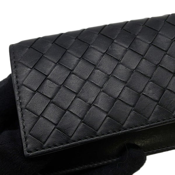 ボッテガヴェネタ カードケース イントレチャート レザー BOTTEGA VENETA 名刺入れ 黒