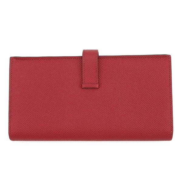 エルメス 長財布 ベアンスフレ マチ有り ルビー/オレンジ/ゴールド金具 エプソン B刻印 財布