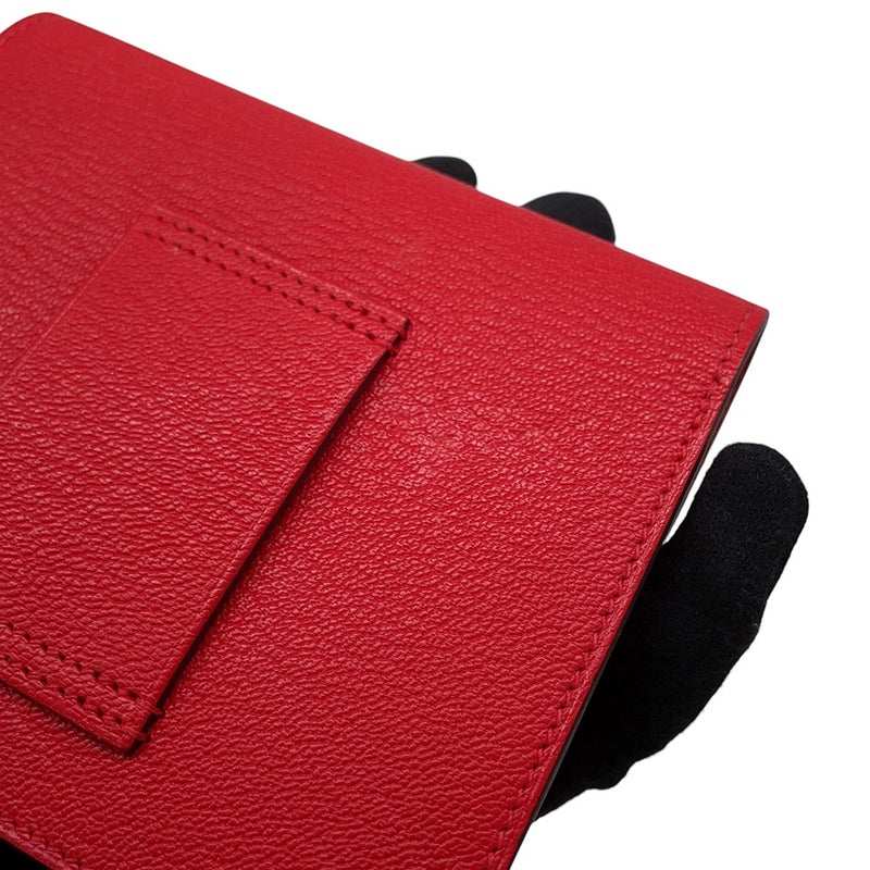 エルメス 財布 ロウリス ルリ スリム ルージュクー/シルバー金具 シェブルミゾル W刻印 HERMES 財布