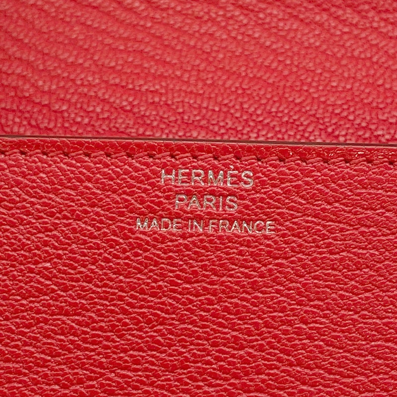 エルメス 財布 ロウリス ルリ スリム ルージュクー/シルバー金具 シェブルミゾル W刻印 HERMES 財布