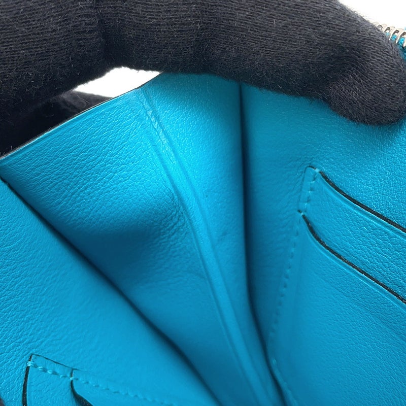 エルメス ショルダーウォレット ミニ コンヴォワイユール ターコイズ/シルバー金具 スイフト □R刻印 財布