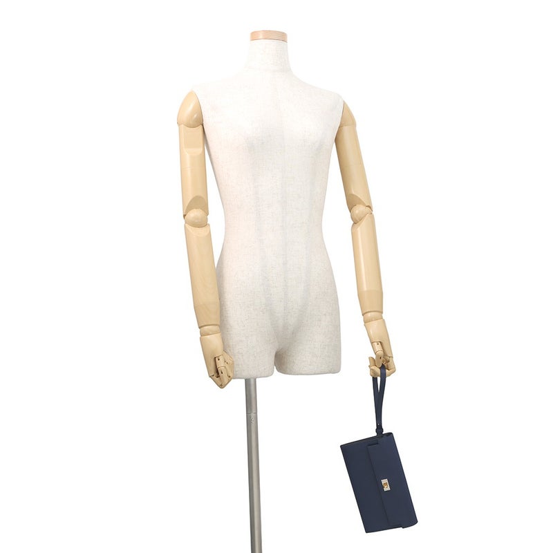 エルメス 長財布 ケリーポケット ロング ブルーサフィール/エレクトラム金具 シェブルシャムキラ W刻印