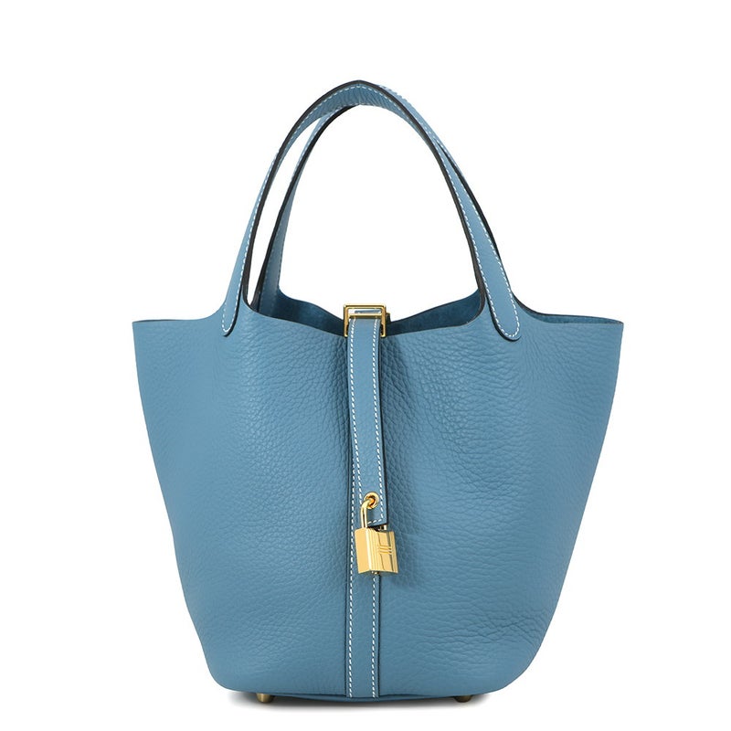 エルメス ハンドバッグ ピコタンロックPM ニューブルージーン/ゴールド金具 トリヨンクレマンス K刻印 HERMES トートバッグ