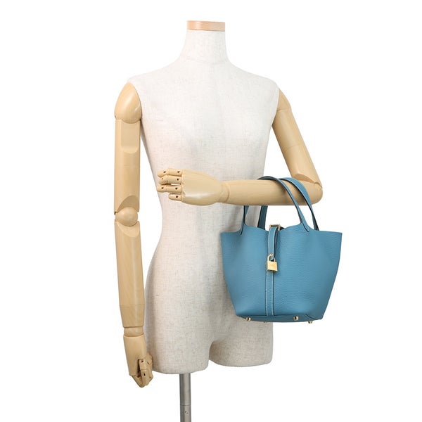 エルメス ハンドバッグ ピコタンロックPM ニューブルージーン/ゴールド金具 トリヨンクレマンス K刻印 HERMES トートバッグ