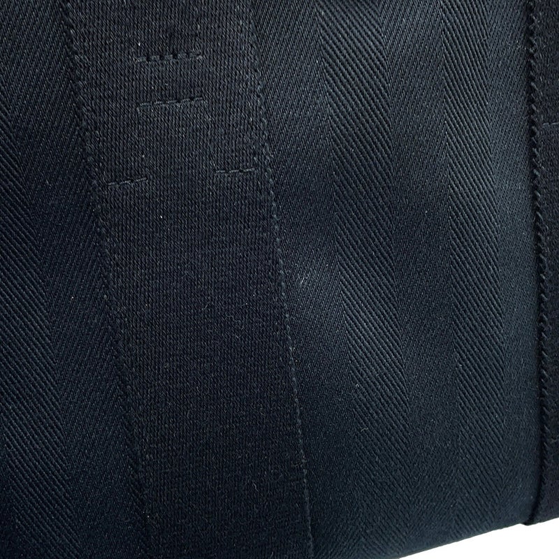 エルメス ハンドバッグ ヴァルパライソ ブラック/シルバー金具 トワルシェブロン/レザー □N刻印 黒