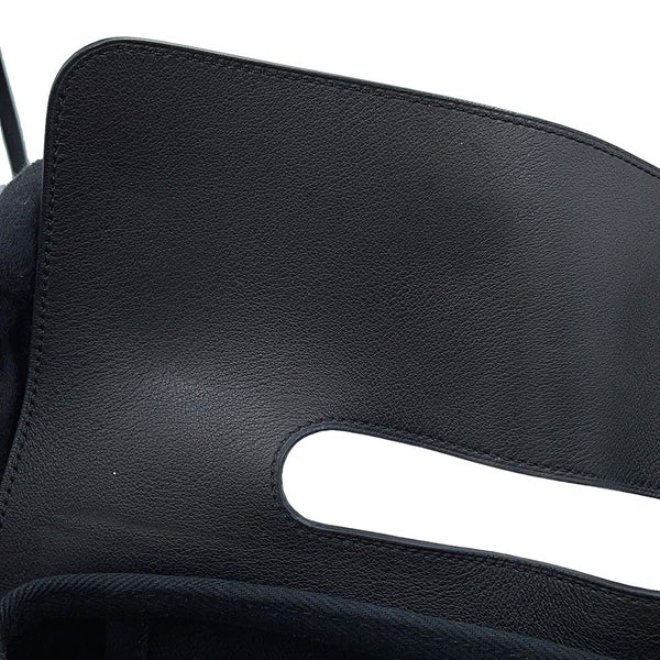エルメス ハンドバッグ ヴァルパライソ ブラック/シルバー金具 トワルシェブロン/レザー □N刻印 黒