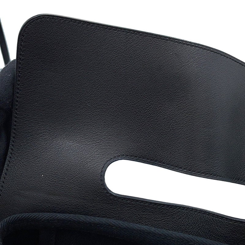 エルメス ハンドバッグ ヴァルパライソ ブラック/シルバー金具 トワルシェブロン/レザー □N刻印 黒