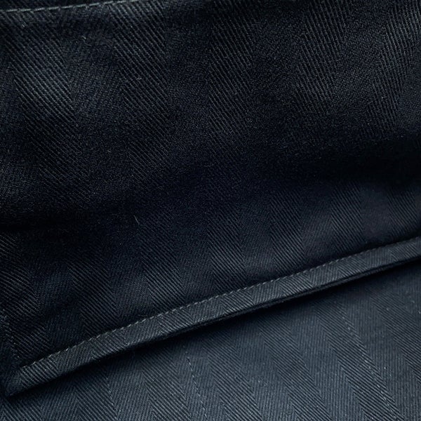 エルメス ハンドバッグ ヴァルパライソ ブラック/シルバー金具 トワルシェブロン/レザー □N刻印 黒