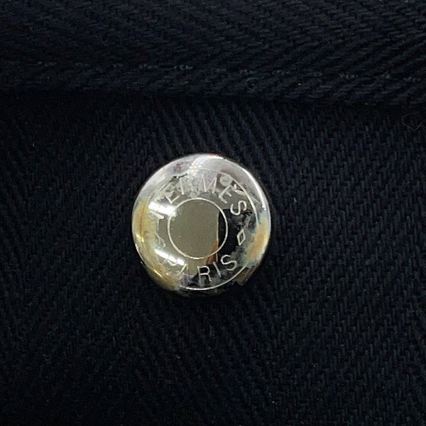 エルメス ハンドバッグ ヴァルパライソ ブラック/シルバー金具 トワルシェブロン/レザー □N刻印 黒