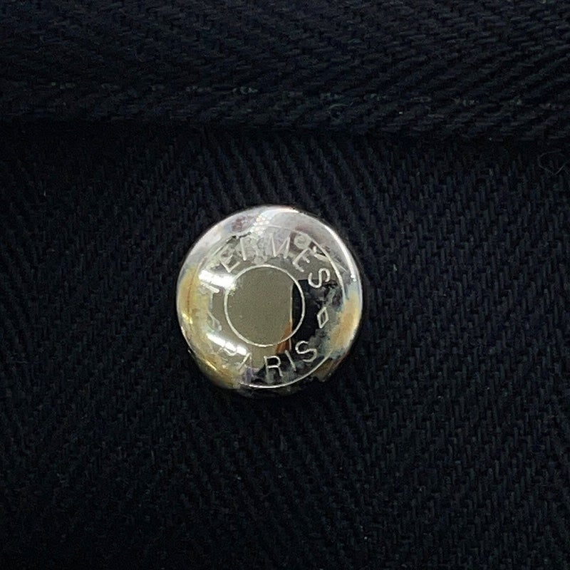 エルメス ハンドバッグ ヴァルパライソ ブラック/シルバー金具 トワルシェブロン/レザー □N刻印 黒