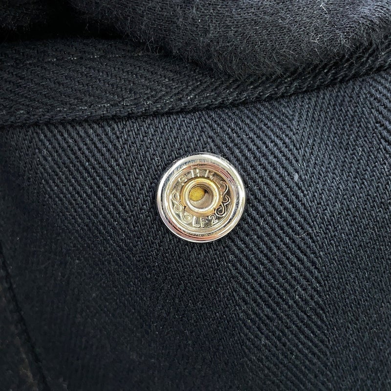 エルメス ハンドバッグ ヴァルパライソ ブラック/シルバー金具 トワルシェブロン/レザー □N刻印 黒