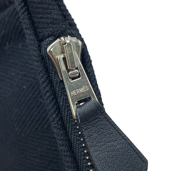 エルメス ハンドバッグ ヴァルパライソ ブラック/シルバー金具 トワルシェブロン/レザー □N刻印 黒