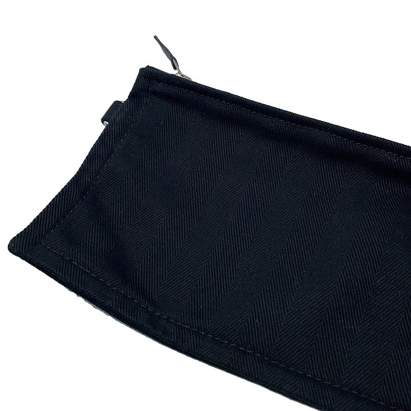 エルメス ハンドバッグ ヴァルパライソ ブラック/シルバー金具 トワルシェブロン/レザー □N刻印 黒