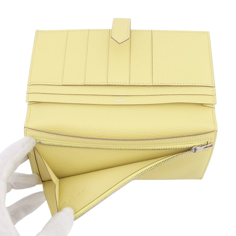 エルメス 長財布 ベアンスフレ マチ有り リモンチェッロ/シルバー金具 シェブルミゾル W刻印