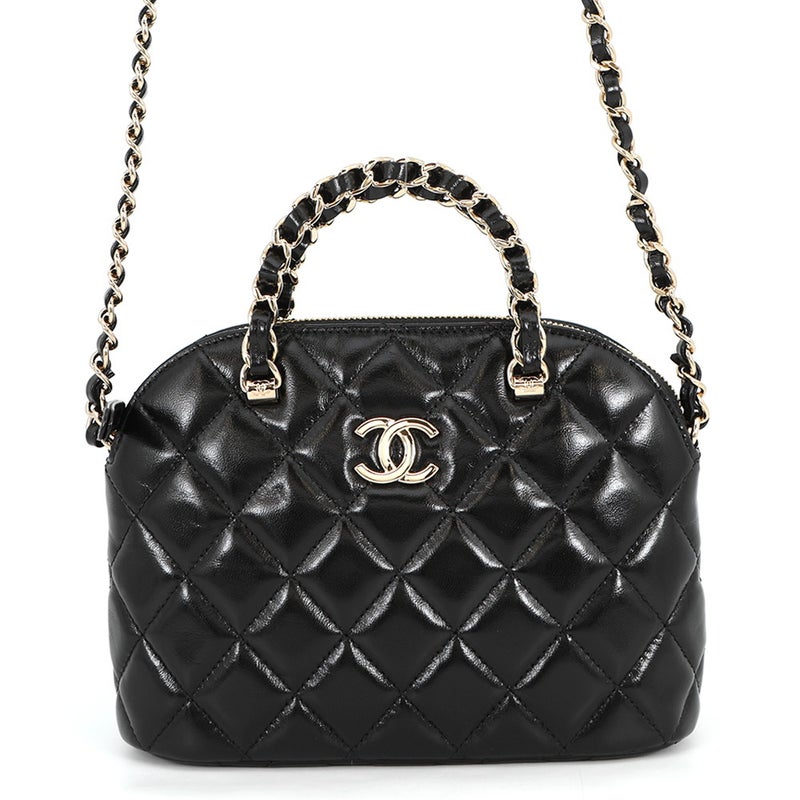 シャネル チェーンショルダーバッグ マトラッセ ショッピングバッグ シャイニーラムスキン AS5130 CHANEL 2ｗay 黒