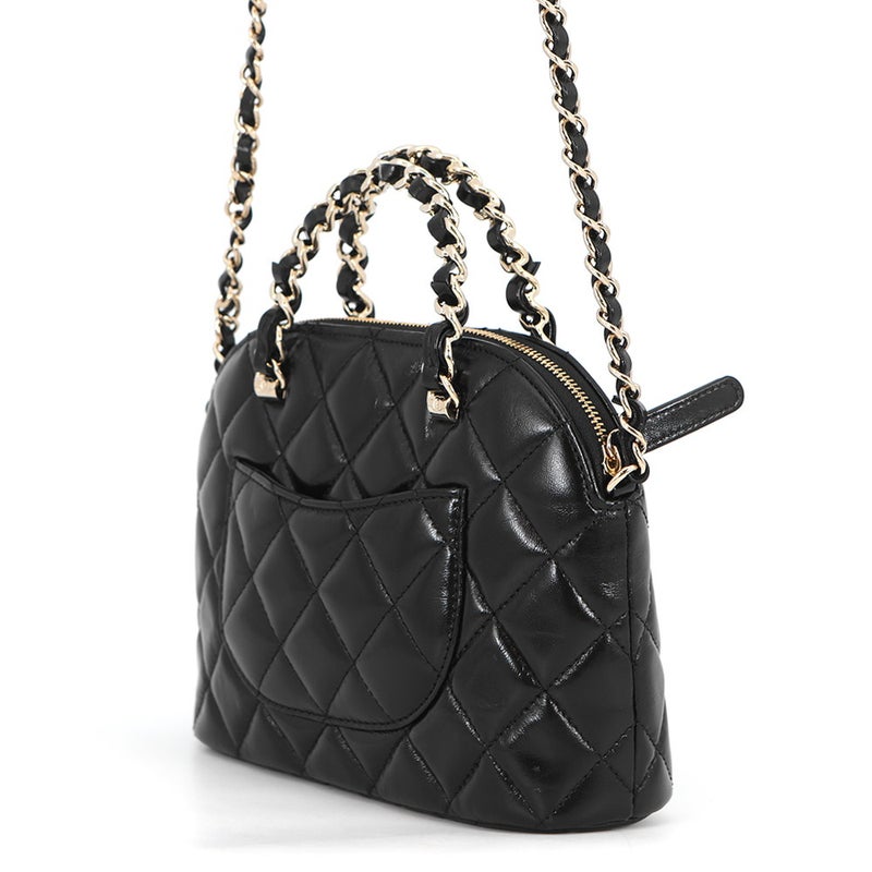 シャネル チェーンショルダーバッグ マトラッセ ショッピングバッグ シャイニーラムスキン AS5130 CHANEL 2ｗay 黒