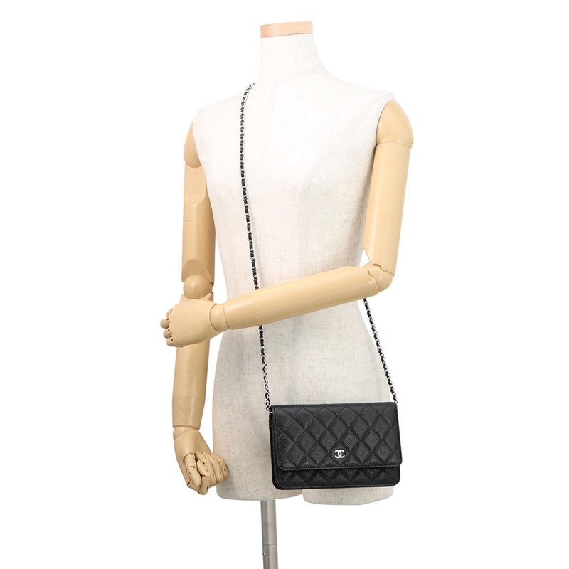 シャネル チェーンウォレット マトラッセ ココマーク キャビアスキン AP4241 CHANEL 財布 黒