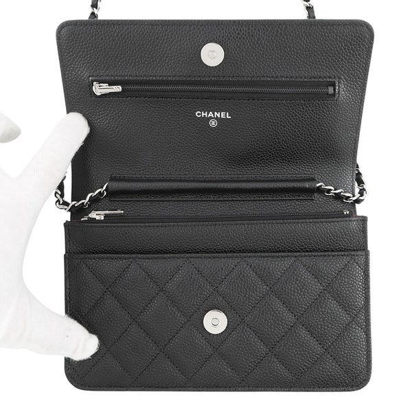 シャネル チェーンウォレット マトラッセ ココマーク キャビアスキン AP4241 CHANEL 財布 黒