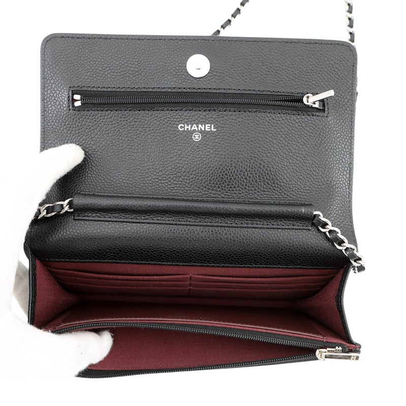 シャネル チェーンウォレット マトラッセ ココマーク キャビアスキン AP4241 CHANEL 財布 黒