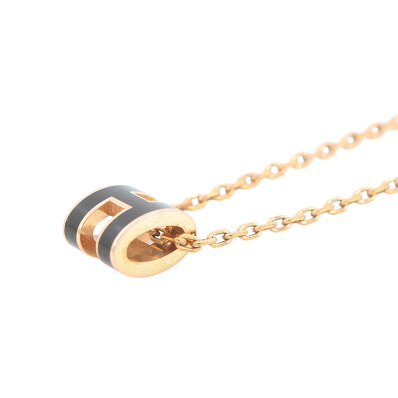 エルメス ネックレス ミニ・ポップアッシュ ブラック/ゴールド金具 HERMES アクセサリー ポップH 黒