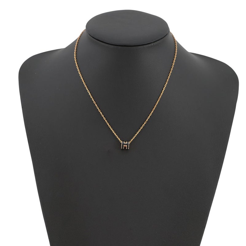 エルメス ネックレス ミニ・ポップアッシュ ブラック/ゴールド金具 HERMES アクセサリー ポップH 黒
