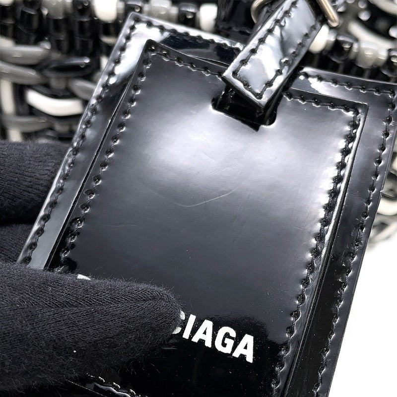 バレンシアガ ハンドバッグ ビストロ バスケットバッグXS パテント 671342 BALENCIAGA 2wayショルダーバッグ 黒