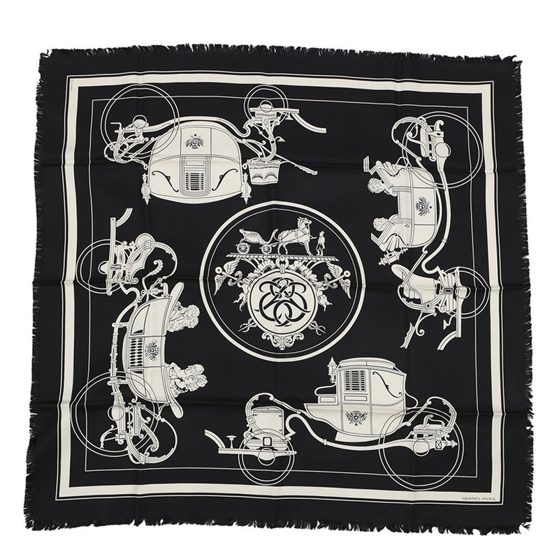 エルメス スカーフ カレH 80 エクスリブリス フリンジ Ex-Libris HERMES シルク 2023秋冬
