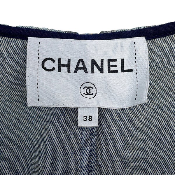 シャネル ジャケット ノーカラー デニムジャケット ボタニカル ココボタン レディースサイズ38 P70737 CHANEL アウター