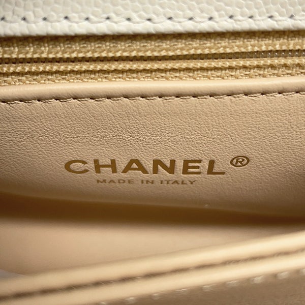 シャネル ハンドバッグ マトラッセ ココマーク ココハンドル キャビアスキン XS A92990 CHANEL 2wayショルダーバッグ 白