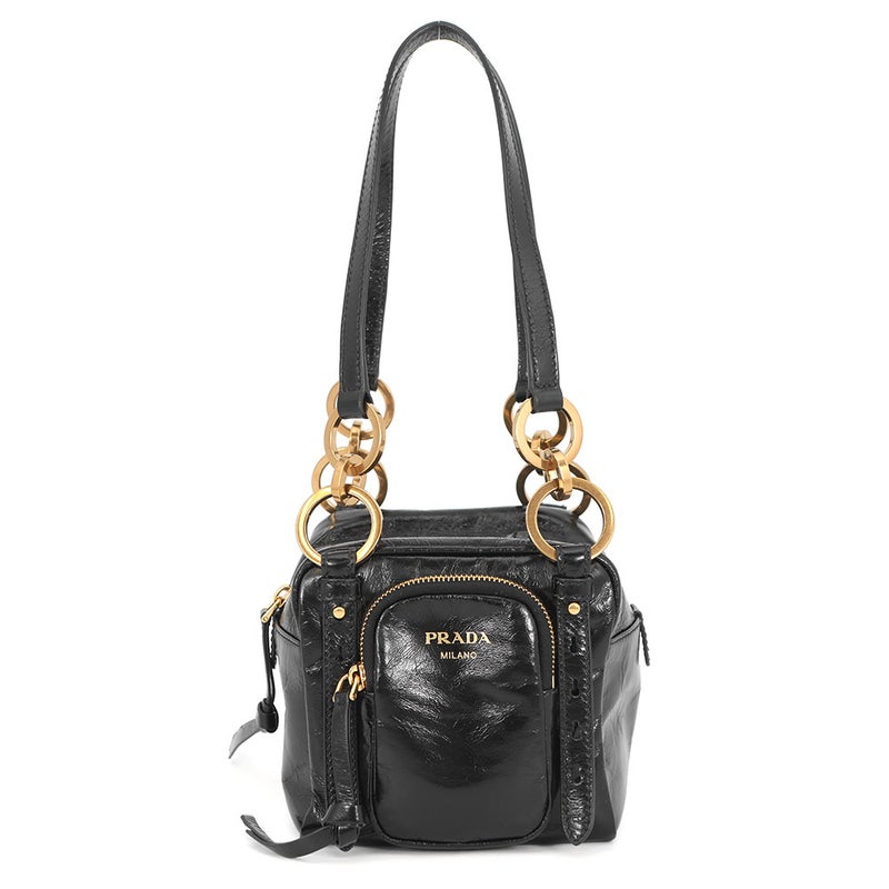 プラダ ハンドバッグ ダンクル トップハンドル ミニ 1BB137 PRADA バッグ ショルダーバッグ 黒