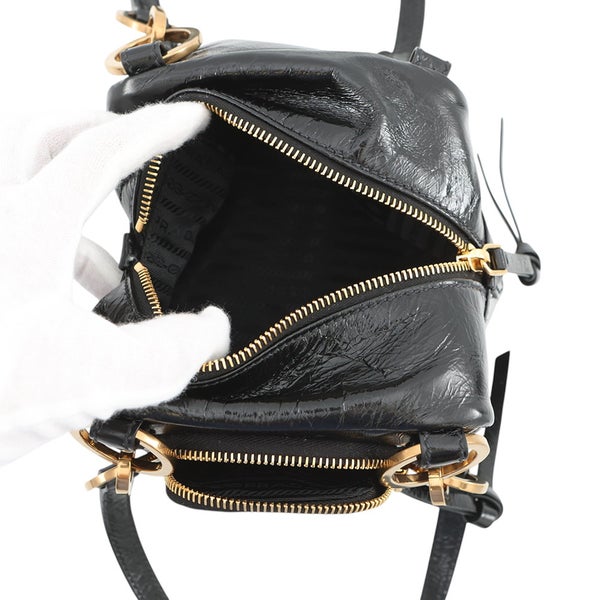 プラダ ハンドバッグ ダンクル トップハンドル ミニ 1BB137 PRADA バッグ ショルダーバッグ 黒