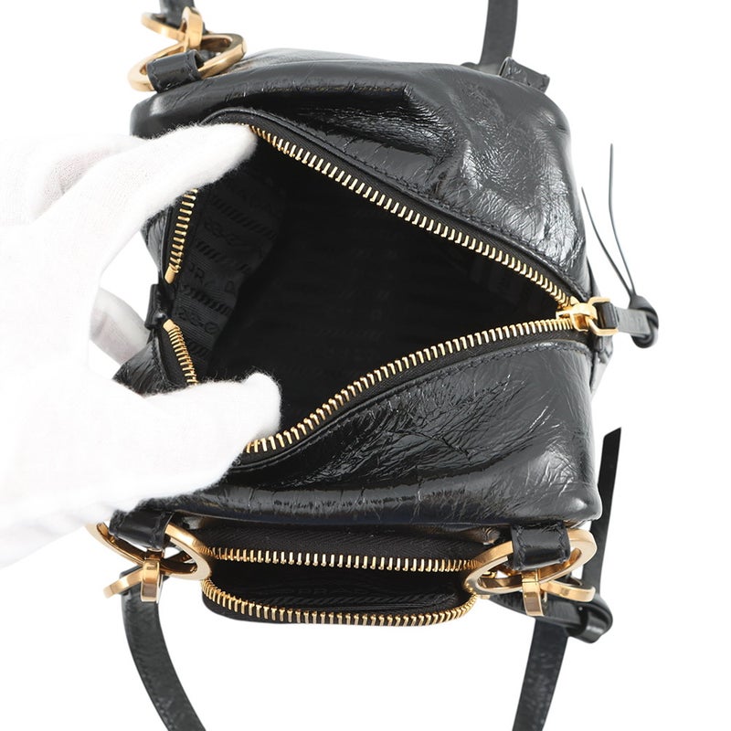 プラダ ハンドバッグ ダンクル トップハンドル ミニ 1BB137 PRADA バッグ ショルダーバッグ 黒
