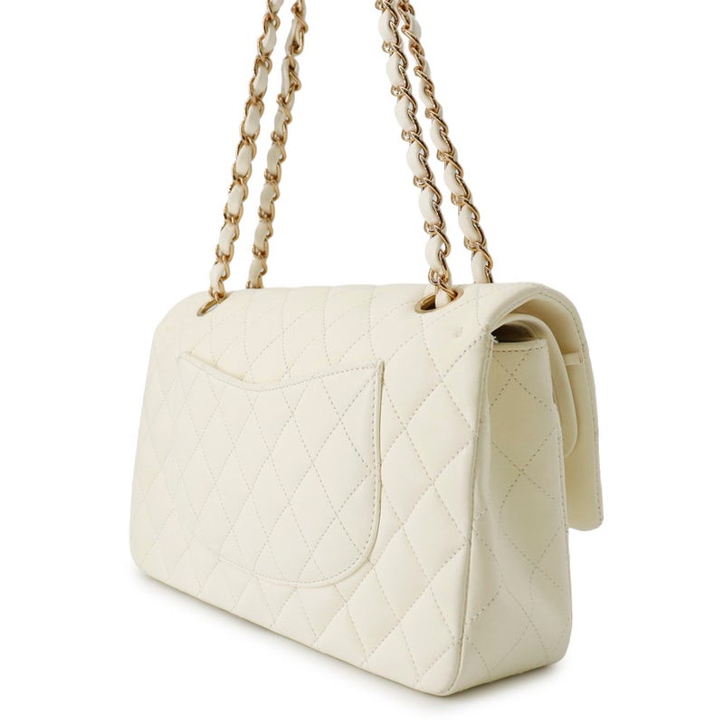シャネル チェーンショルダーバッグ マトラッセ25 ココマーク ラムスキン ダブルチェーン A01112 CHANEL 白