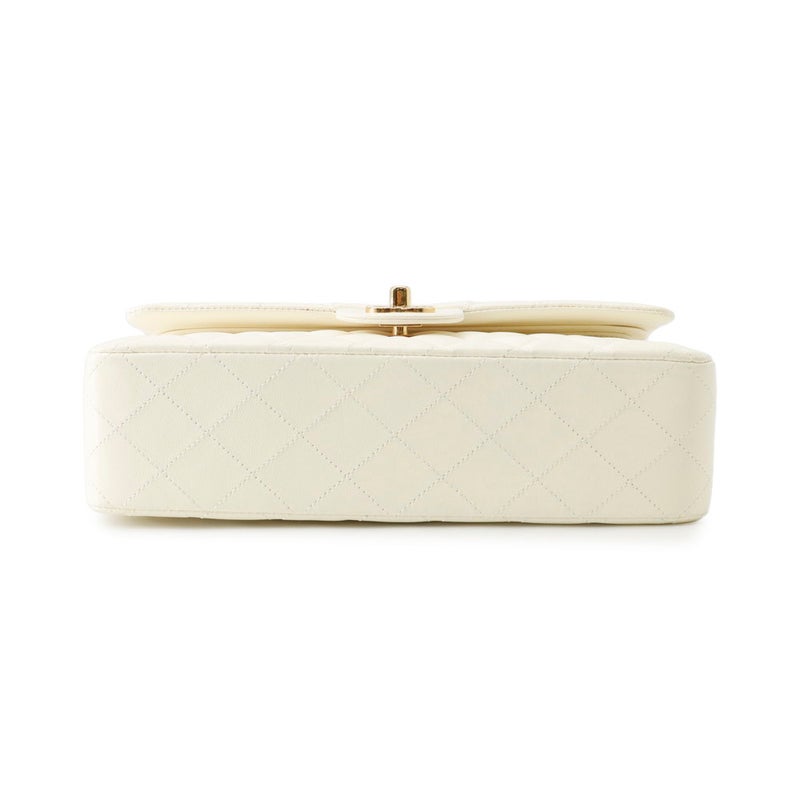 シャネル チェーンショルダーバッグ マトラッセ25 ココマーク ラムスキン ダブルチェーン A01112 CHANEL 白