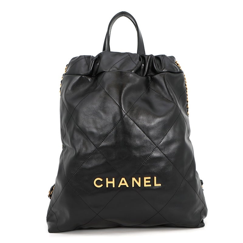 シャネル リュック シャネル22 バックパック スモール シャイニーカーフスキン AS3859 CHANEL バッグ 黒