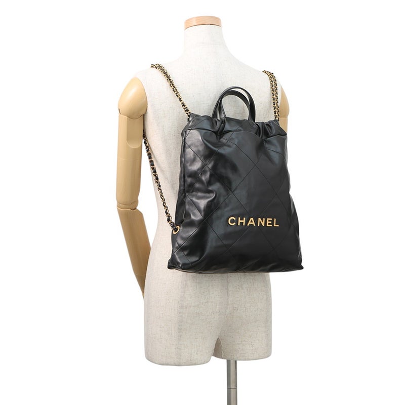 シャネル リュック シャネル22 バックパック スモール シャイニーカーフスキン AS3859 CHANEL バッグ 黒