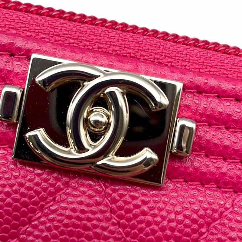 シャネル コインケース ボーイシャネル ジップ コインパース マトラッセ キャビアスキン A80602 CHANEL 財布