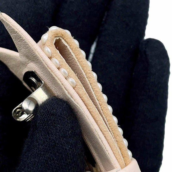 シャネル バレッタ リボンモチーフ ココマーク ラムスキン フェイクパール 23S AA9134 CHANEL ヘアアクセサリー