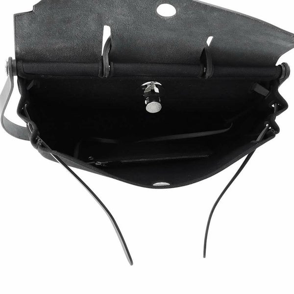 エルメス ショルダーバッグ エールバッグジップMM ブラック/シルバー金具 ヴァッシュハンター /トワルミリタリー B刻印 黒