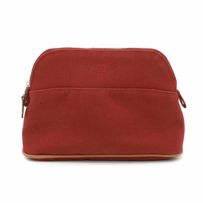 エルメス ポーチ ボリードポーチ ミニ レッド/シルバー金具 キャンバス HERMES 小物入れ