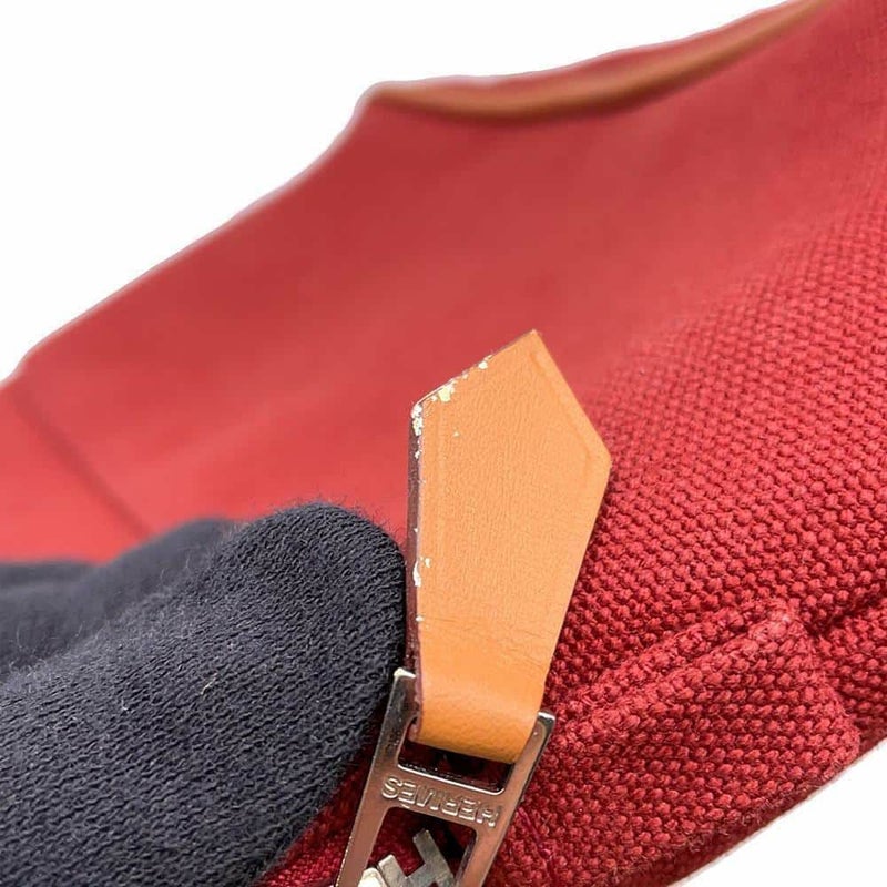 エルメス ポーチ ボリードポーチ ミニ レッド/シルバー金具 キャンバス HERMES 小物入れ