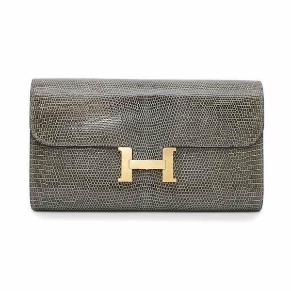 エルメス 長財布 コンスタンス トゥーゴー ロング グリスフォンセ/ゴールド金具 リザード B刻印