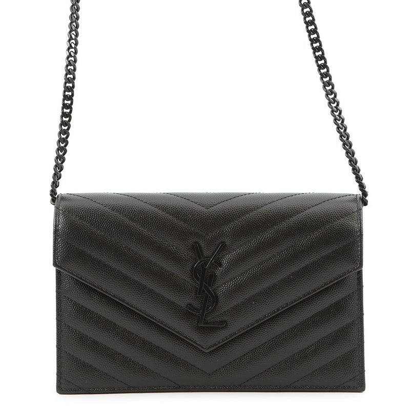 サンローランパリ チェーンショルダーウォレット カサンドラ レザー 695108 SAINT LAURENT PARIS 財布 黒