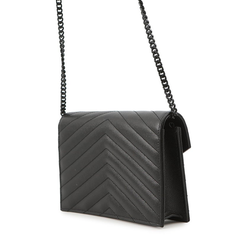 サンローランパリ チェーンショルダーウォレット カサンドラ レザー 695108 SAINT LAURENT PARIS 財布 黒