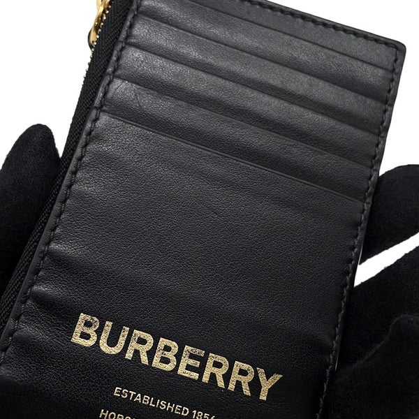 バーバリー コインケース ロゴ レザー BURBERRY フラグメントケース カードケース 黒
