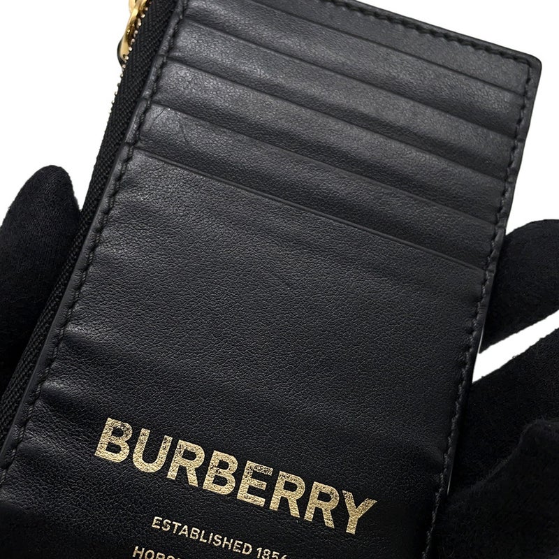 バーバリー コインケース ロゴ レザー BURBERRY フラグメントケース カードケース 黒